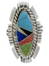 Southwestern Multicolor Sterling Silver Ring Size 8-1/4 TX40768